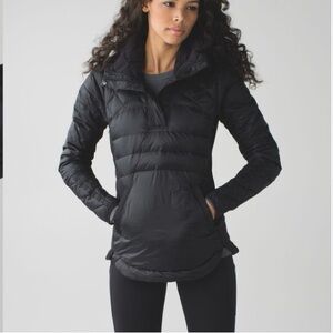 Lululemon Black Down For a Run Jacket Pullover Down Filled Size 8 Woman’s